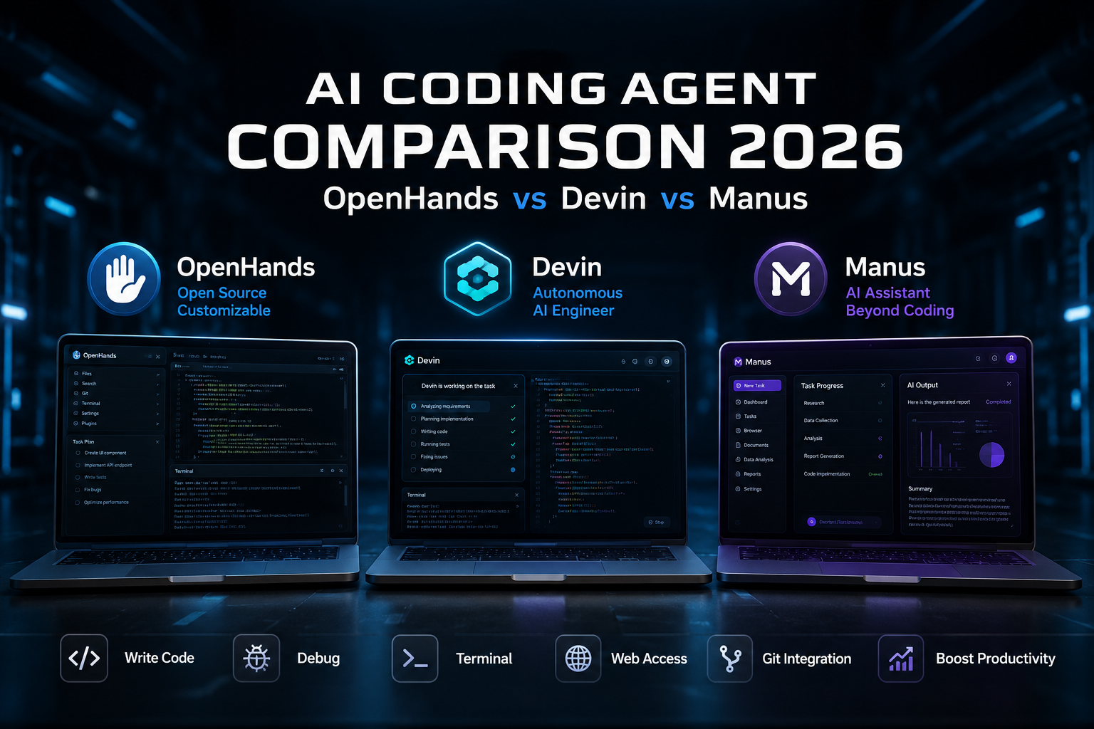 OpenHands AI Agent Features vs Devin vs Manus